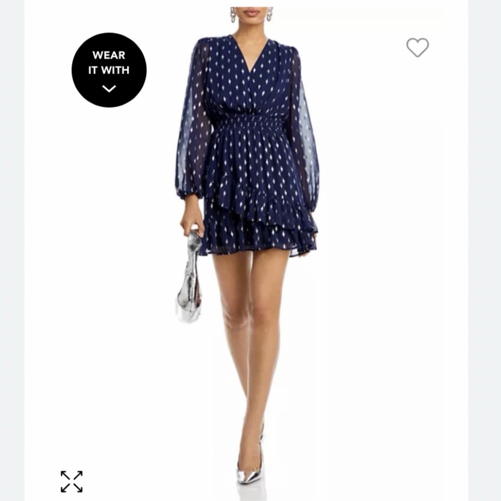 Aqua Navy Sheer Sleeve Mini Dress